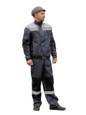 Костюм "Риф" с п/к, цв.т.серый/черный/св.серый (М)