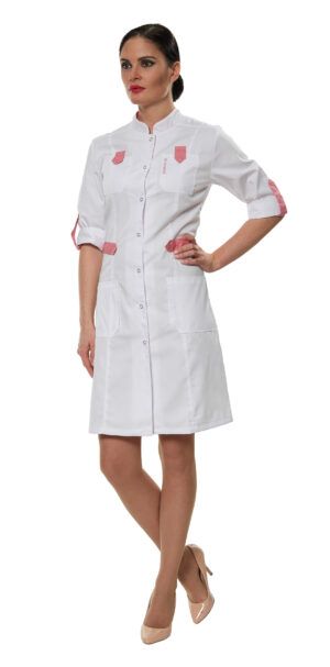 Халат женский LL1108 (бел-роз) (М)