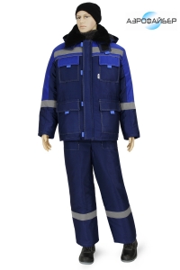 Костюм "НОВА" утепленный куртка, п/комб, синий/василек(М)