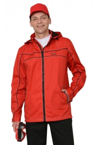 Куртка "Мельбурн" длин., летняя красная с черным кантом тк. Rodos (245 гр/кв.м) (М)