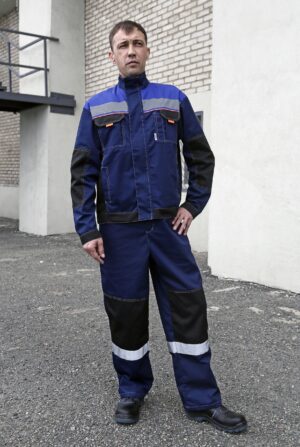 Костюм "Флинт" с п/к цв.синий/черный/василек (М)