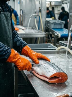 Перчатки рыбацкие ПВХ, оранжевые с крошкой