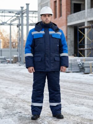Костюм "Кристалл Плюс" тк. Смес. утепл. с п/к, цв.т.синий/васильковый, арт.ТнЗМим (М)