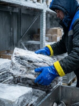 Перчатки рыбацкие утепленные с шероховатой поверхностью(ПВХ синие BLW-30)